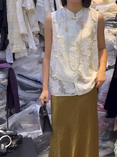 清仓价！镂空剪花设计感 新中式国风马甲女新款立领盘扣背心坎肩