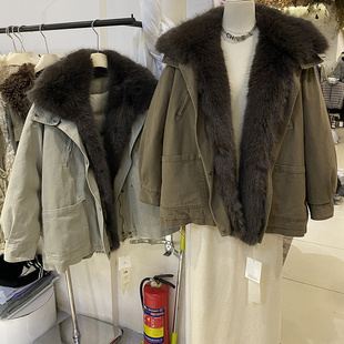 保暖派克服外套 新款 高级感工装 风可拆卸大毛领羽绒服女2025冬季