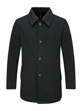 SL131仕东秋冬男式毛呢大衣 羊绒直排扣保暖防风外套 黑色