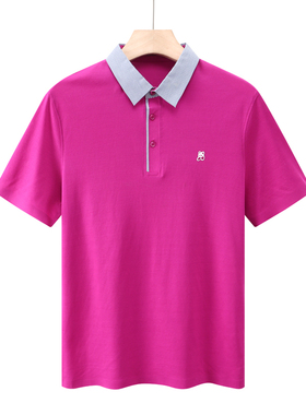 CA19 机场货 卡夏季男式短袖T恤 棉翻领套头休闲商务上衣紫色弹力