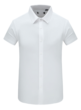 F3880鸟夏季男式短袖衬衫 棉百搭商务休闲上衣 白色弹力