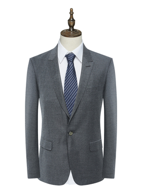 AB659歌男式春秋西服 羊毛一粒扣后中开衩商务休闲西装 灰色
