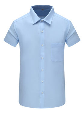 MY227美尔男式夏季短袖衬衫 棉休闲商务上衣 浅蓝色 时尚都市免烫