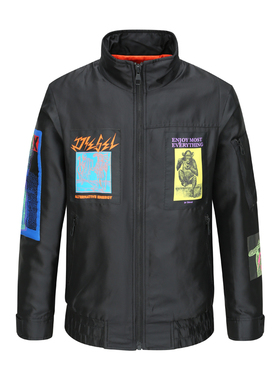 H1114秋冬男式棉衣 立领拉链防风棉服 时尚都市 黑色