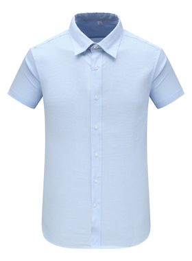 MY237美尔男式夏季短袖衬衫 棉休闲商务上衣 浅蓝色 时尚都市免烫