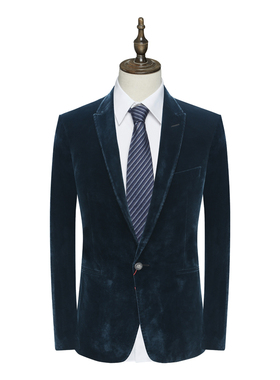 AB1124邦纳男金丝绒秋冬西服 一粒扣后中开衩商务休闲西装 35935