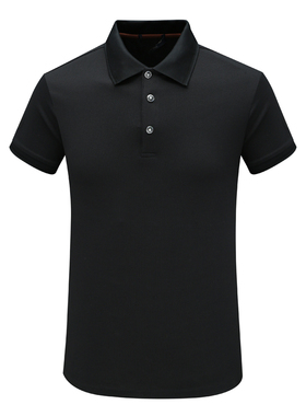 F3969鸟男式夏季短袖T恤 棉翻领套头休闲商务上衣 黑色弹力