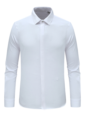 F3799鸟春秋男式长袖衬衫 百搭商务休闲上衣 白色弹力