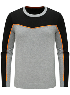 H1211恩男式春秋长袖T恤 棉圆领套头休闲商务上衣 灰色