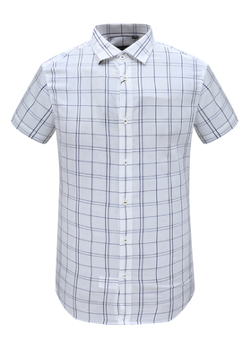 Y1445路易男式夏季短袖衬衫 莱赛尔休闲商务上衣 白色 时尚都市