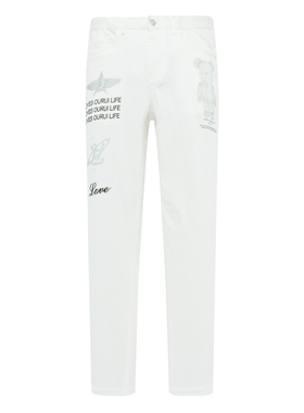 H949男式春秋牛仔裤 棉舒适休闲中腰修身长裤 白色