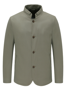 KL189凯LAI牌男式春秋夹克 直排扣休闲外套时尚都市 灰绿色