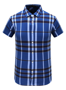 AB1502邦纳男夏季短袖衬衫 棉休闲商务上衣 深蓝色 时尚都市