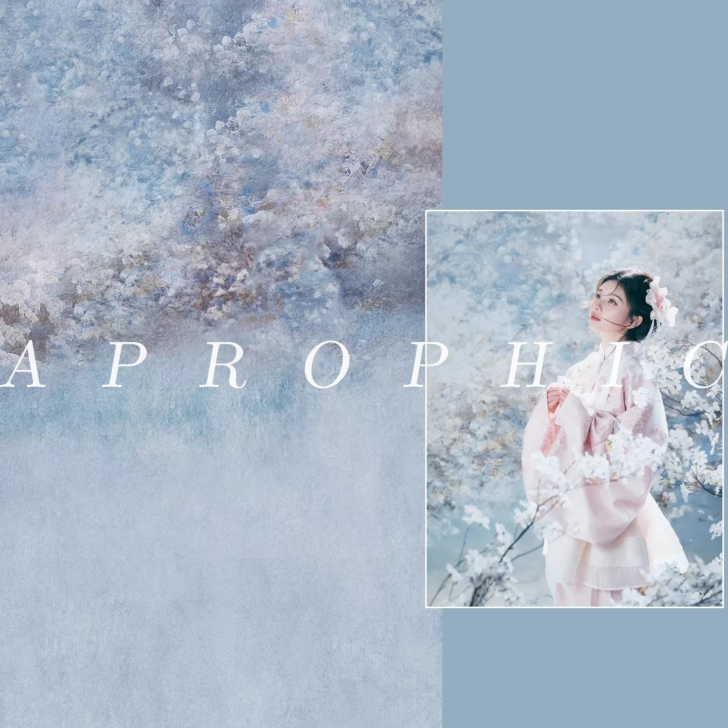 新品国风春日梨花油画影楼少女拍照背景布室内油画写真拍照背景纸