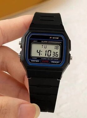 手表F-91W-1 防水带日历闹钟秒表复古学生电子小方表