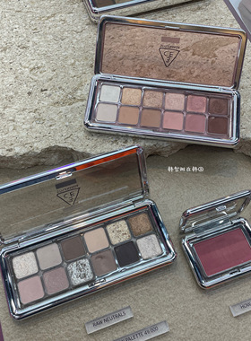 在途！韩国3CE眼影盘12色new take水泥盘腮红RAW NEUTRALS 十二色