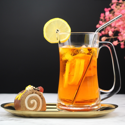 加厚玻璃耐高温水果茶杯带把手