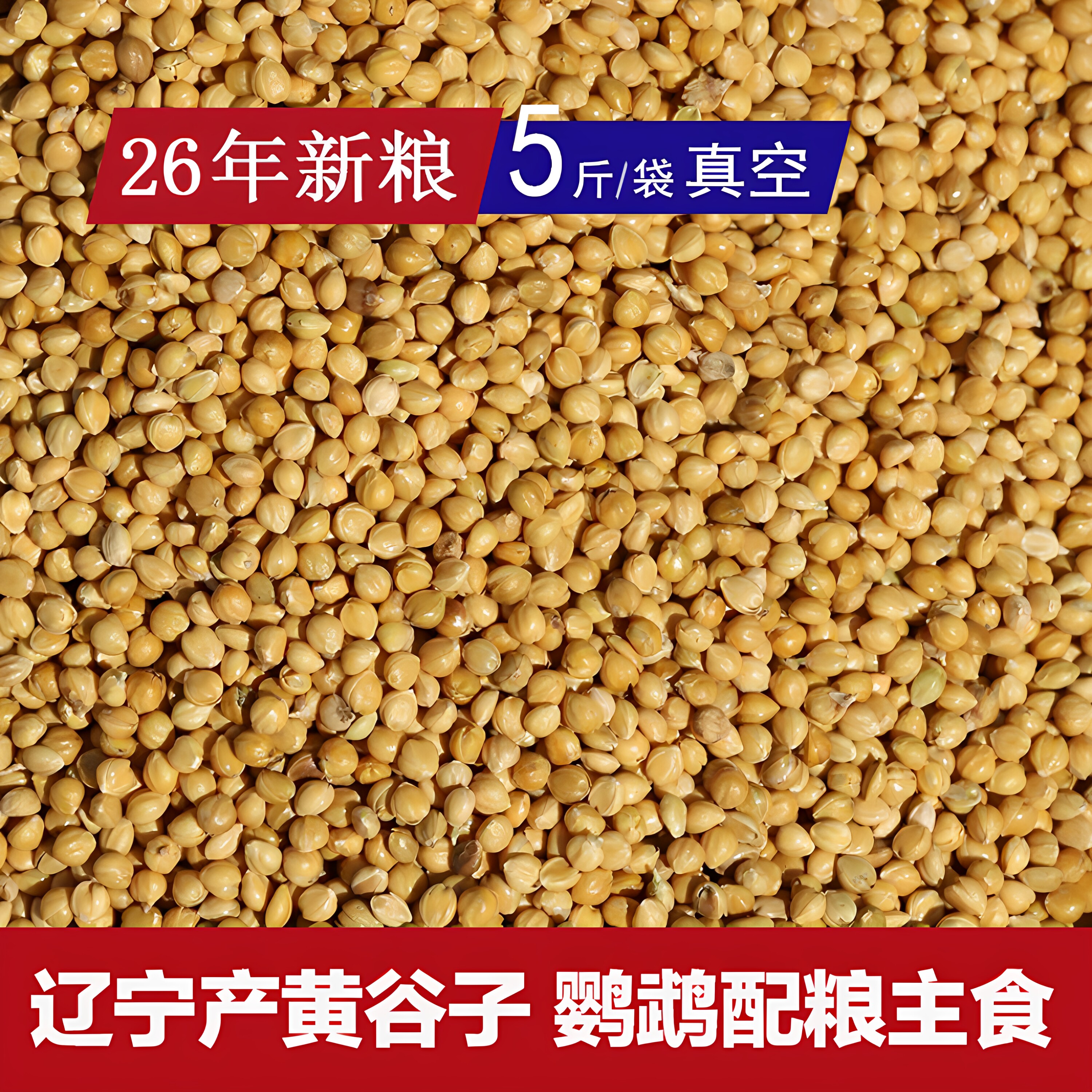 辽宁A级黄谷子粟谷带壳谷子26年新粮鹦鹉玄凤玉鸟饲料粮食真空5斤