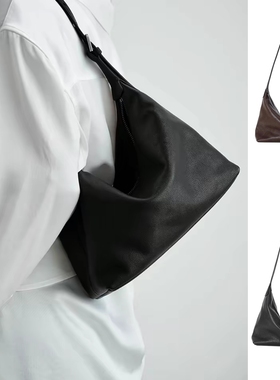 求真同款植鞣头层牛皮hobo单肩包小众高级感大容量托特包斜挎包女