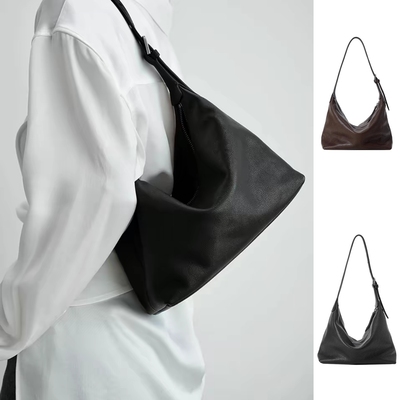 求真同款植鞣头层牛皮hobo单肩包小众高级感大容量托特包斜挎包女