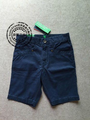 国内现货】意大利正品benetton男童装夏款纯棉休闲蓝色短裤