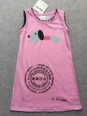 国内现货西班牙lourdes夏女童宝宝纯棉粉色小狗连衣裙