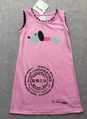 国内现货西班牙lourdes夏女童宝宝纯棉粉色小狗连衣裙