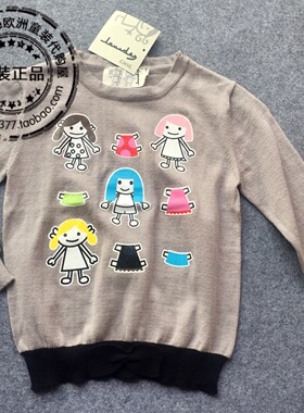 国内现货西班牙高端lourdes春女童宝宝纯棉薄款毛衣针织衫