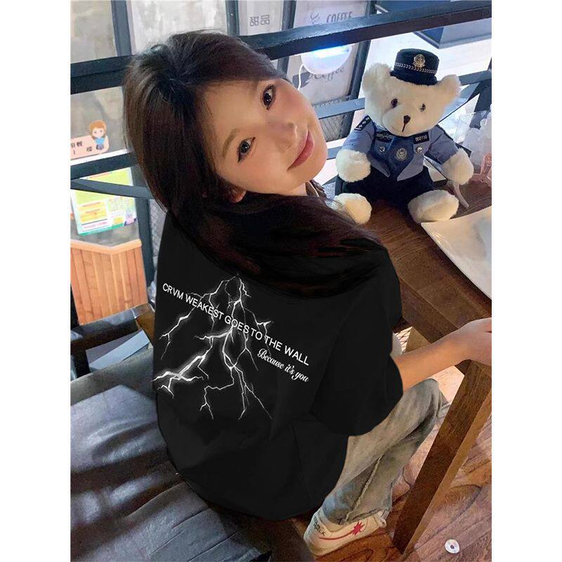 常规款中长款韩版T恤印花美式连帽百搭短袖春秋圆领宽松型