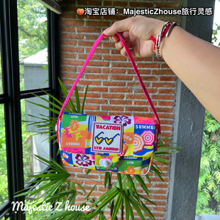 Lyn around#泰国正品挎包尼龙布包腋下包彩色个性度假lynaround