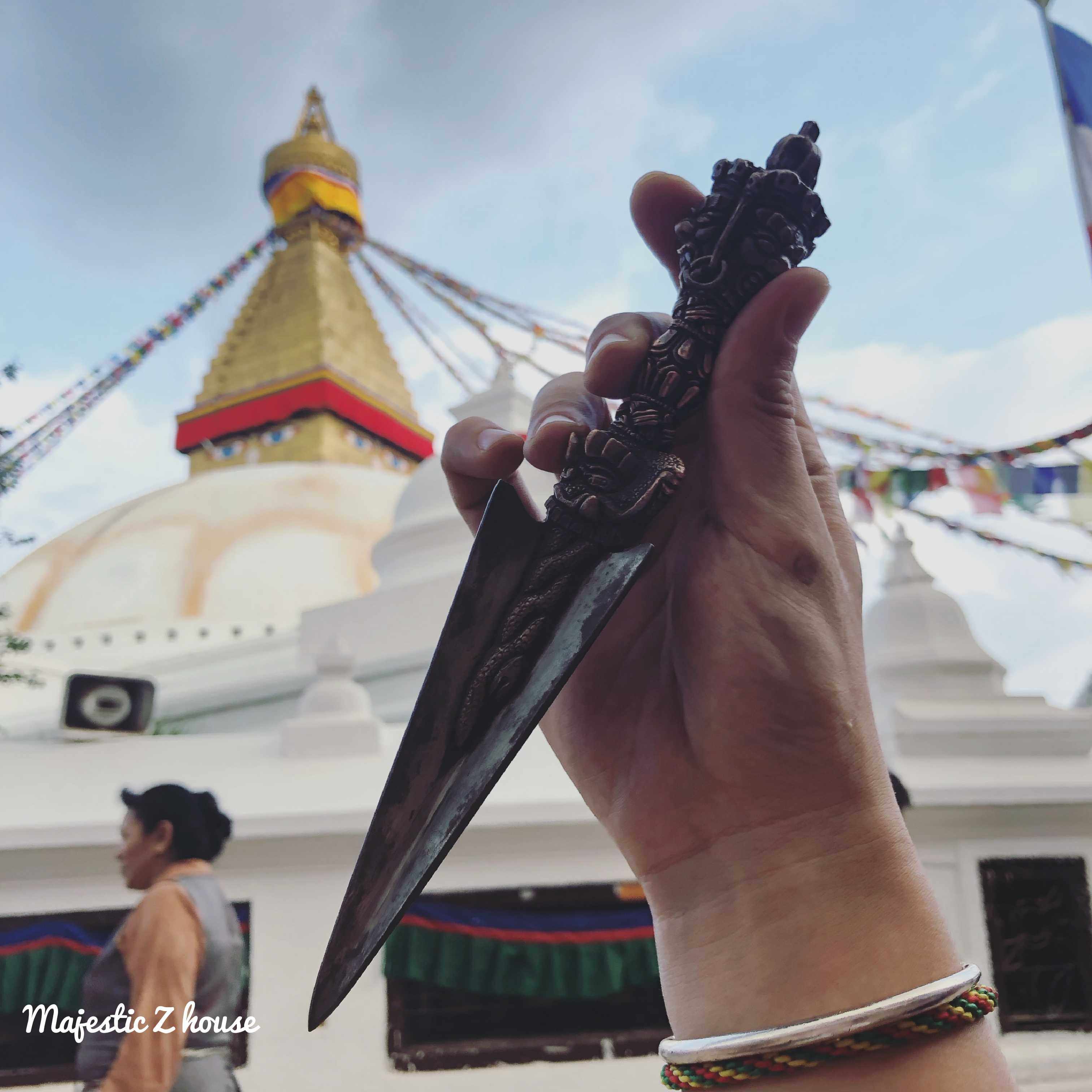 Nepal#普巴金刚橛三面愤怒像尼泊尔手工铜密宗降魔金刚杵法器