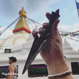 Nepal 普巴金刚橛三面愤怒像尼泊尔手工铜密宗降魔金刚杵法器