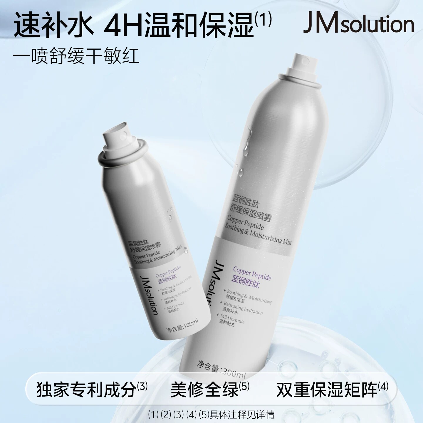 JM补水保湿喷雾水润舒缓爽肤水妆前化妆湿敷水蓝铜胜肽喷雾300ml