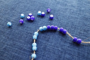 日本进口 19世纪捷克琉璃珠 手工白芯琉璃珠 湖蓝/深蓝 约8mm