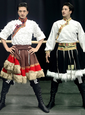 藏族舞蹈演出服成人男少数民族舞台艺考服装练功服套装新款表演服