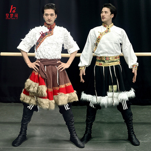 表演服 新款 藏族舞蹈演出服成人男少数民族舞台艺考服装 练功服套装