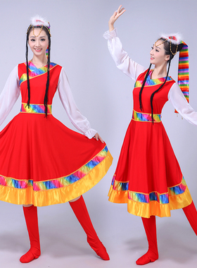 新款女少数民族服装表演广场成人蒙古演出西藏水袖台藏族舞蹈服饰