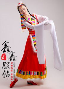 女装民族服装秧歌服舞台装演出服装藏族舞蹈服饰藏族水袖舞蹈D85