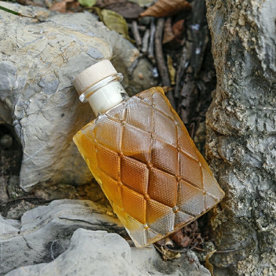 精致菱形花纹瓶子好看的小酒瓶冷萃咖啡分装酒坛密封ins风密封罐