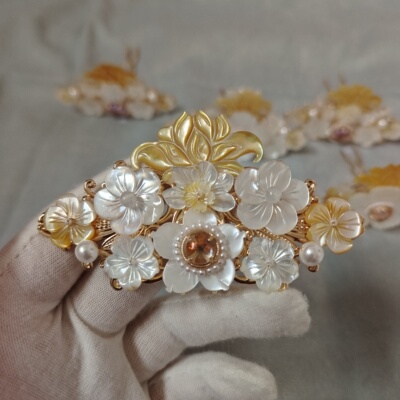 闲时原创汉服发饰古风头饰蝶贝小发冠顶冠百搭日常款合集铜镀金保