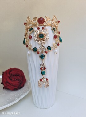 古风手镯汉服配饰原创敦煌异域风流苏开口手镯手链戒指一体手环铜