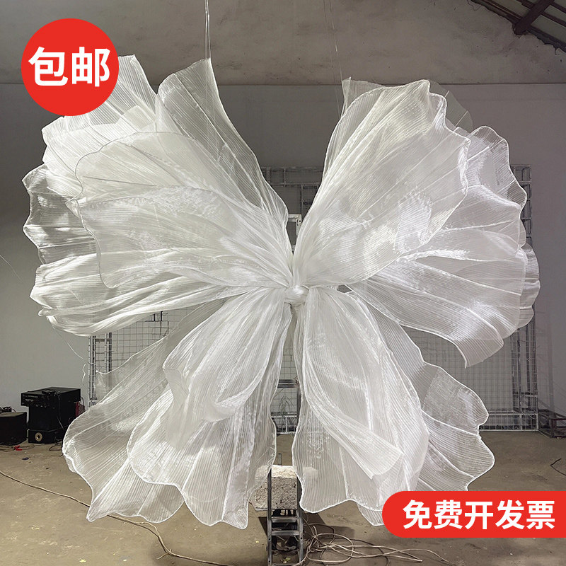 珠光纱褶皱风琴纱欧根纱手工纱花艺婚礼背景装饰婚庆舞台造型面料