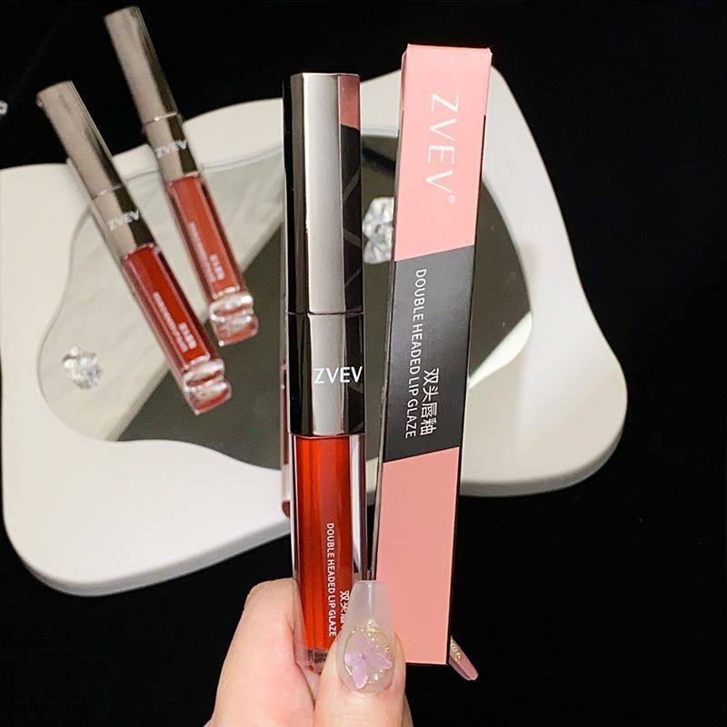 ZVEV双头唇釉水光杯口显白唇蜜不易掉色镜面雾感持久魅力唇泥学生
