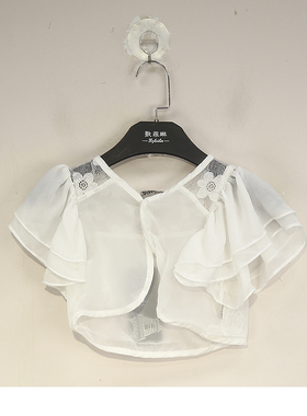 夏款 JOJ**久童装 蕾丝拼接微透百搭短款外披女 61144