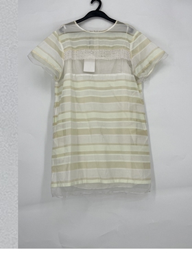 夏款 台湾品牌裘*诺 两件套小清新短袖连衣裙 条纹套头 752023E