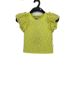 夏款 JOJ**久童装 舒适百搭泡泡袖蕾丝上衣女小童11249