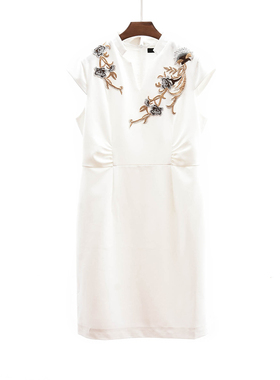 高订重工刺绣 出口外贸 改良旗袍 夏款 显瘦连衣裙 通勤 ML18052