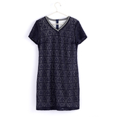 法国品牌 蕾D 蕾丝运动风短袖 夏季 V领连衣裙休闲显瘦裙子 L10186