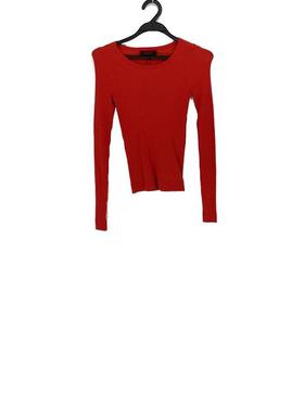 春秋款 撤柜品牌 QD*系列 红色修身弹力短款针织上衣女681039-2下