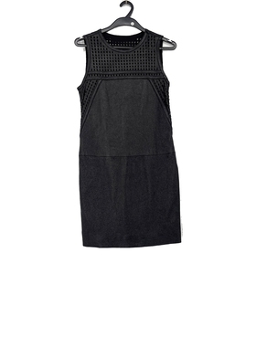 春秋款 台湾女装 JSTN  镂空拼接羊皮无袖连衣裙女11229609